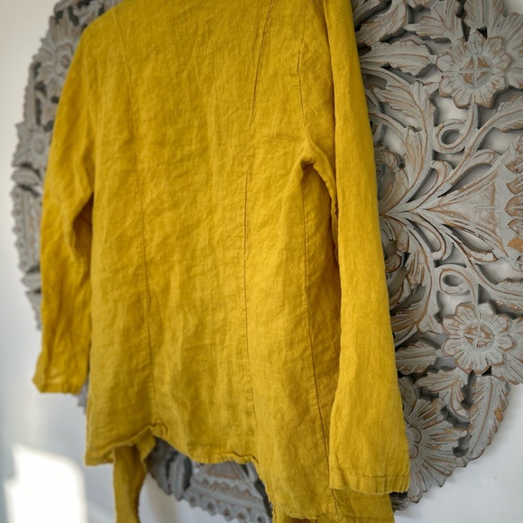 Lungo L'Arno yellow linen cardigan size medium - Picture 5 of 5